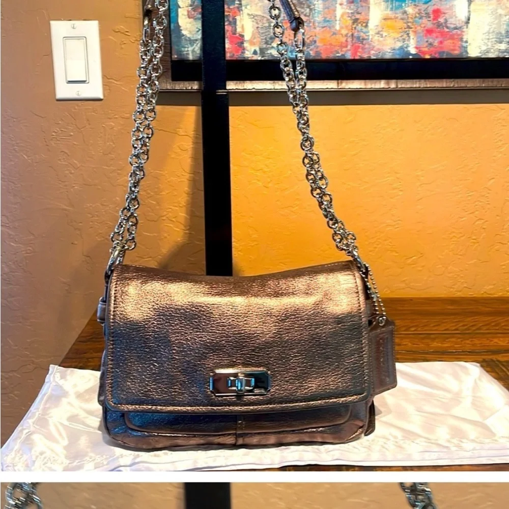 Coach Chelsea Metallic Chain Strap Shoulder Bag/ COA